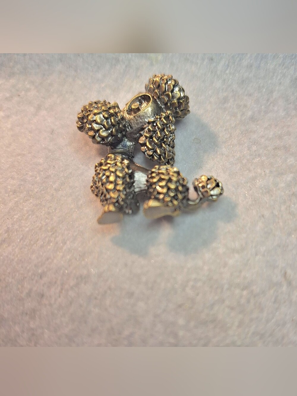 Poodle Bronze-Tone Textured Brooch Pin- Pendant Women's Jewelry
